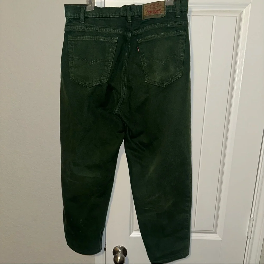 Vintage Levi’s 560 Dark Green Jeans 34x30 USA Made Tapered Fit Fall Holiday